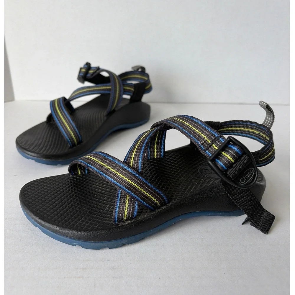 Chaco Kids Z1 Ecotread Athletic Sandals Blue Yellow Striped Size 3Y J190021Y